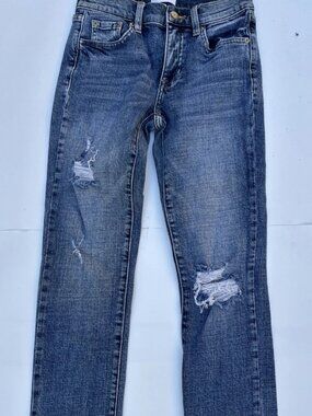 Pistola Distressed Mid Rise Straight Jeans with Frayed Hems - Size 24